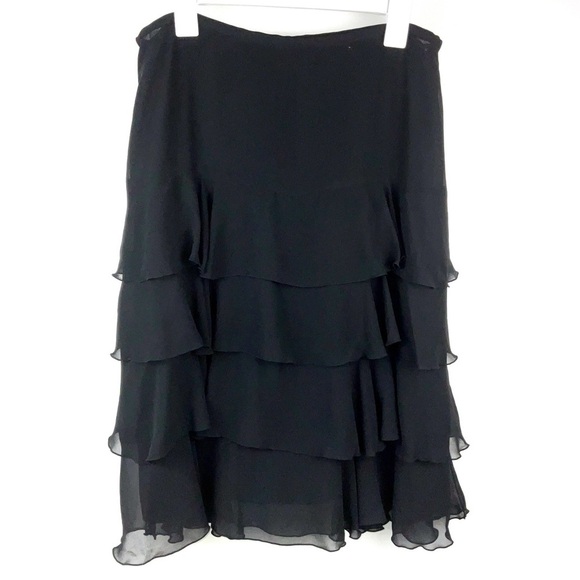 Sandra Darren Black Layered Ruffle Flowy Skirt | Plus Size 14 - Picture 5 of 6